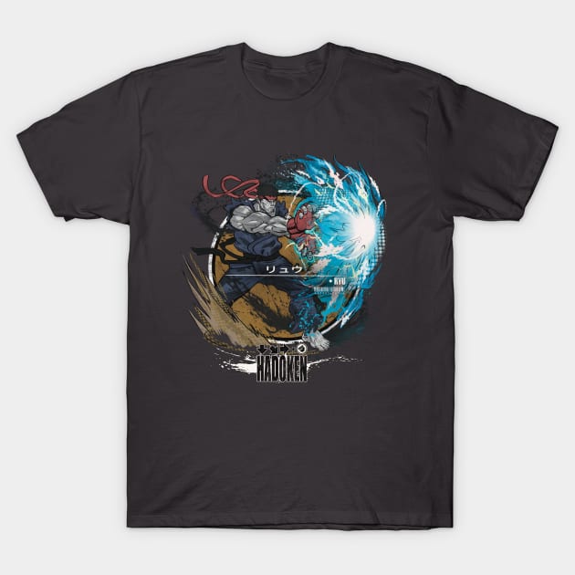 RYU: HADOKEN - BLUE/RED T-Shirt by JF Penworks